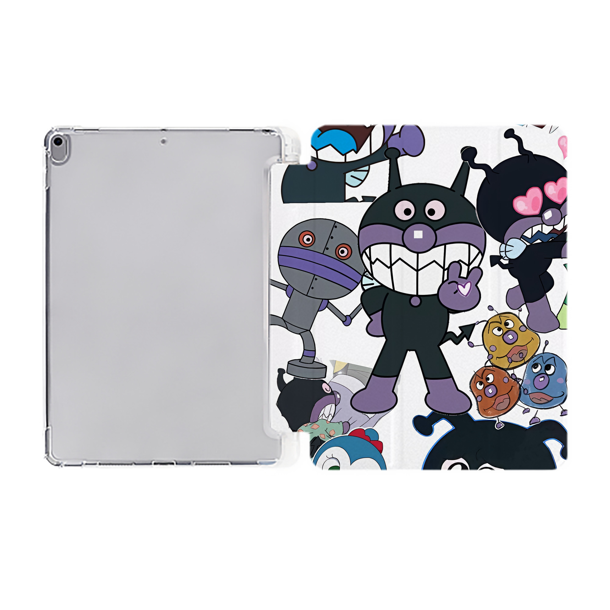 （画像用） アンパンマン Anpanman IPad ケース ペン収納付き 三つ折りスタンド PUレザー×シリコン 対応機種9.5/10.5/10.9インチ